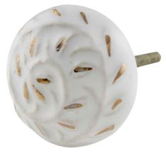 White Gold Floral Ceramic Cabinet Knobs